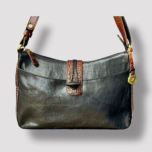 Vintage Tuscan Collection Black and Brown Leather Shoulder Bag